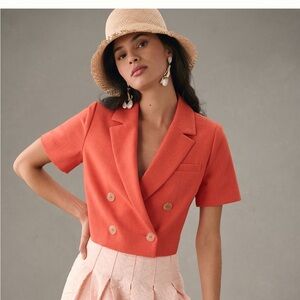 Maeve Cropped Short Sleeve Blazer